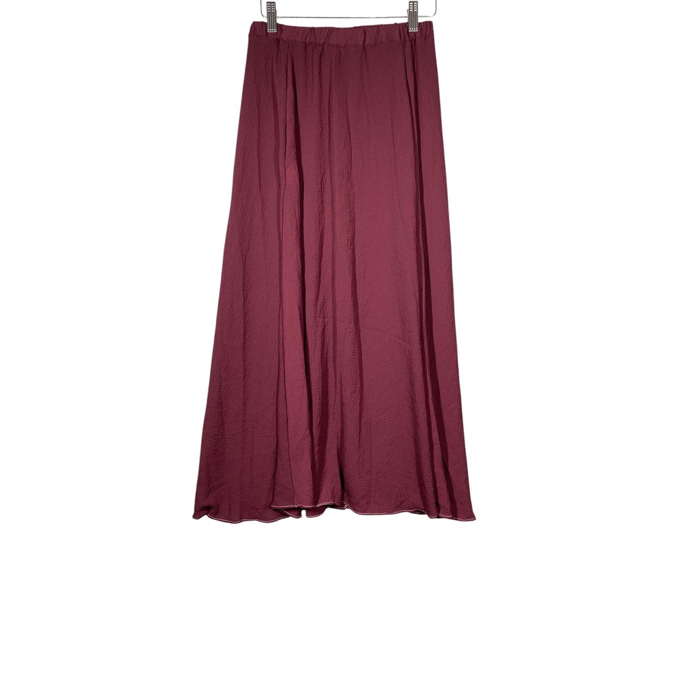 Max Studio Skirt Womens XS Burgundy Excellent Pockets Crepe Textured Maxi